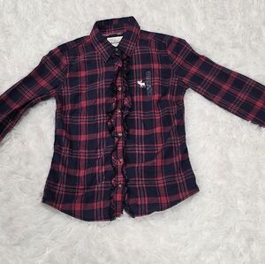 Abercrombie & Fitch Girls Plaid Ruffled Shirt - Size M. NWT